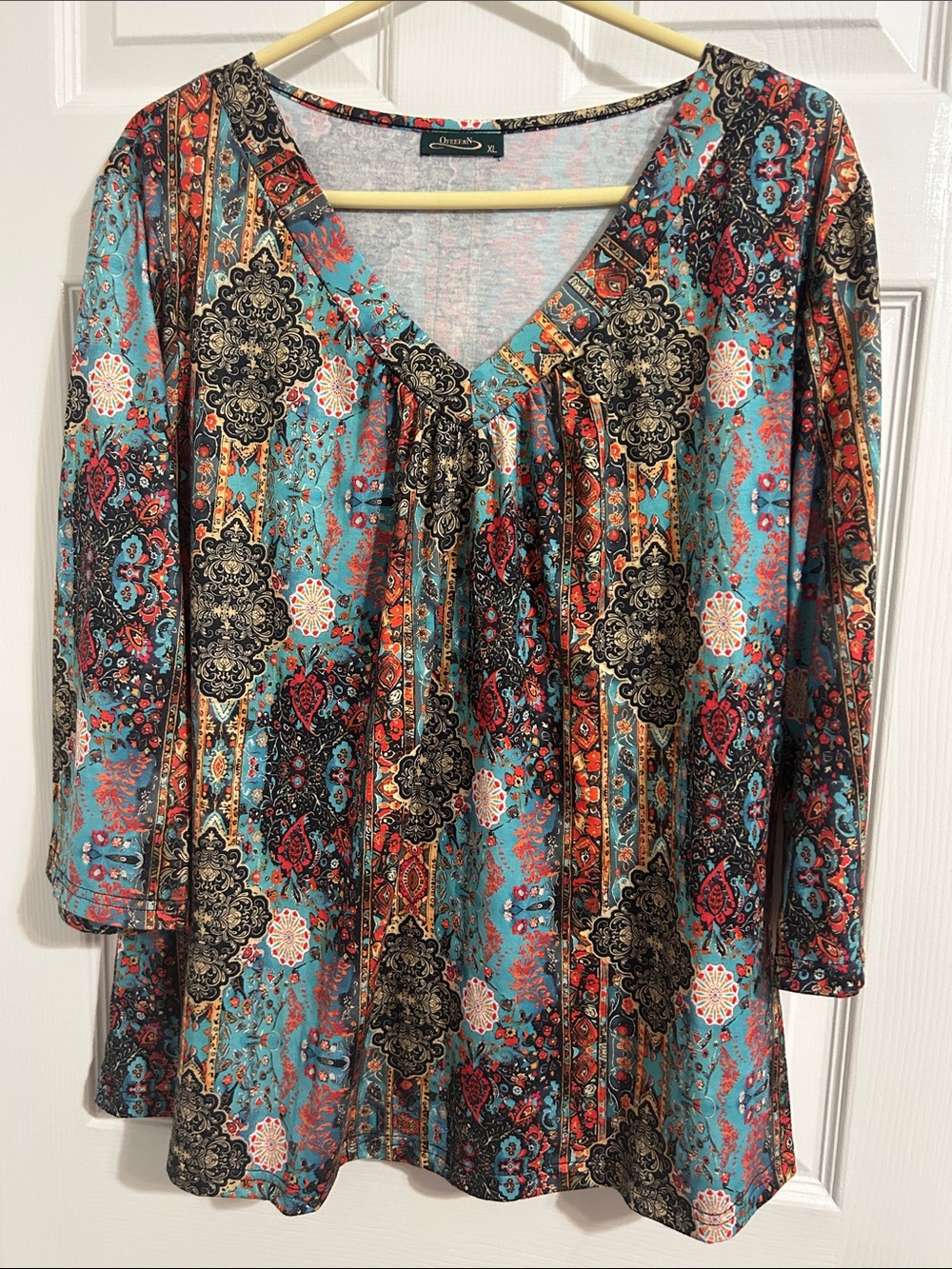 Jasmine Teal Multi Paisley V-Neck Tunic